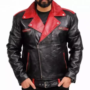 Black And Red Leather Jacket Front