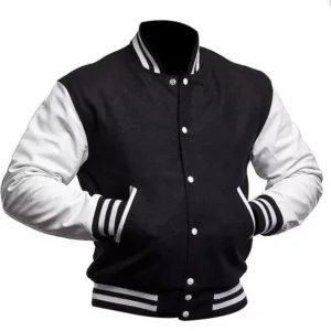 Black And White Letterman Jacket Front