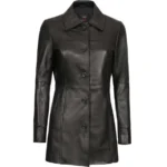 Black Leather Ladies Coat Left