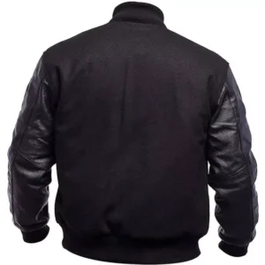 Black Letterman Jacket Mens Back