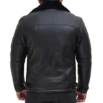 Black Mens Shearling Jacket Back