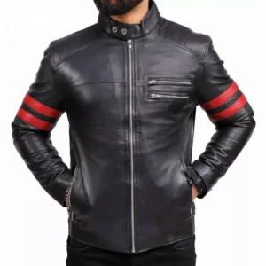 Black Quilted Jacket Mens Front