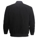 Black Suede Bomber Jacket Mens Back Black Suede Bomber Jacket Mens Back