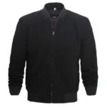 Black Suede Bomber Jacket Mens Front Black Suede Bomber Jacket Mens Front