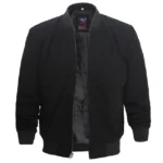 Black Suede Bomber Jacket Mens Front Open Black Suede Bomber Jacket Mens Front Open