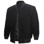 Black Suede Bomber Jacket Mens Right Open Black Suede Bomber Jacket Mens Right Open