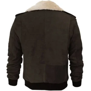 Brown Leather Aviator Jacket Back