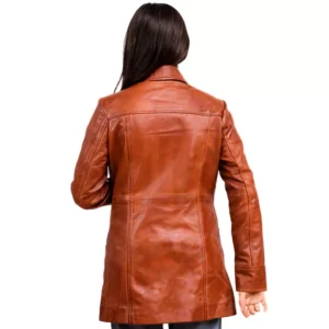 Brown Leather Coats Ladies Back