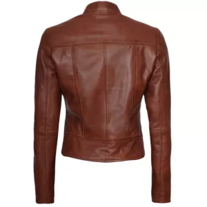 Brown Leather Jacket For Women Back