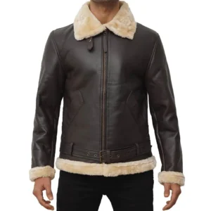 Brown Leather Jacket With Fur Front