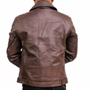 Brown Leather Moto Jacket Back