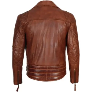 Brown Leather Motorcycle Jacket Back