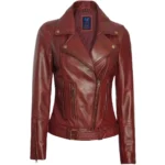 Burgundy Biker Jacket Ladies Image