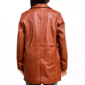 Cognac Leather Coat Back