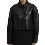 Cropped Black Leather Jacket Cropped Black Leather Jacket Image