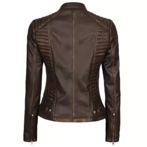 Dark Brown Leather Jacket Womens Back