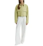 Green Cropped Jacket Front Full