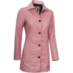 Hot Pink Leather Coat Front Close