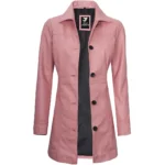 Hot Pink Leather Coat Front Open