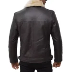 Leather Biker Jacket With Fur Collar Mens Back