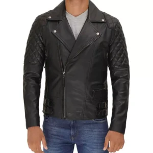 Leather Motorcycle Jacket Mens Front