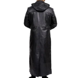 Long Black Coat With Hood Back