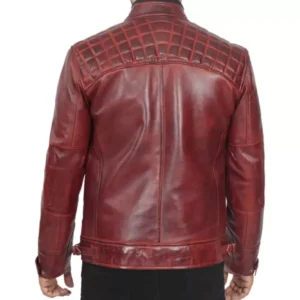 Maroon Leather Jacket Mens Back