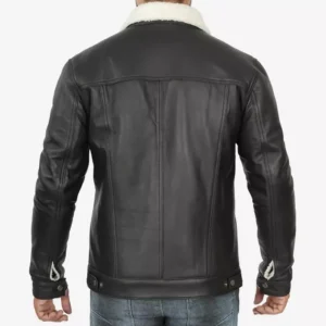 Men Shearling Leather Jacket Back