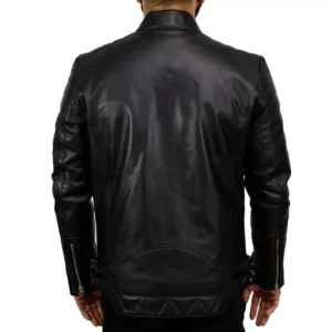 Mens Black Leather Motorcycle Jacket Back