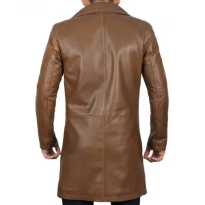 Men's Brown Leather Coat Back