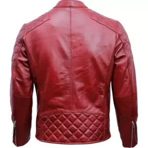 Mens Red Quilted Jacket Back