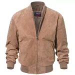 Mens Suede Bomber Jacket Front