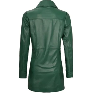 Olive Green Coat Womens Back