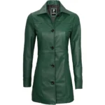 Olive Green Coat Womens Front