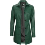 Olive Green Coat Womens Front Open