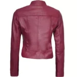 Pink Moto Leather Jacket Back