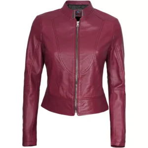 Pink Moto Leather Jacket Front