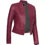 Pink Moto Leather Jacket Left Open