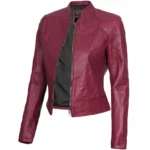 Pink Moto Leather Jacket Right