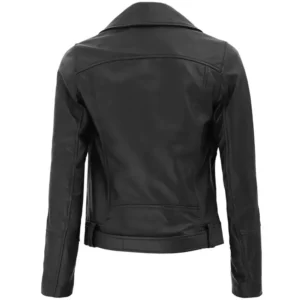 Real Black Leather Jacket Back