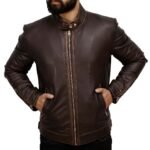 Real Leather Biker Jacket Hands in Pocket