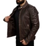 Real Leather Biker Jacket Right Open