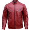 Red Quilted Leather Jacket Mens