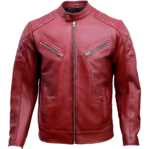 Red Quilted Leather Jacket Mens