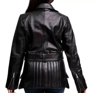 Vintage Black Leather Coat Back