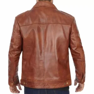 Vintage Brown Leather Jacket Back