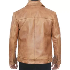 Vintage Camel Leather Jacket Back