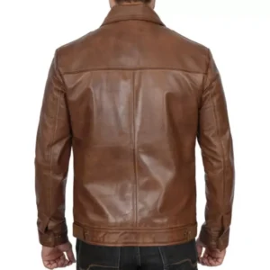 Vintage Coffee Brown Leather Jacket Back