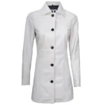 White Leather Coat Womens Image