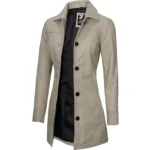 Women's Beige Coat Open Front